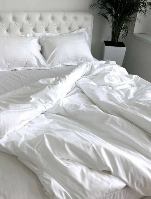 постельное белье страйп сатин белого цвета фото 1
