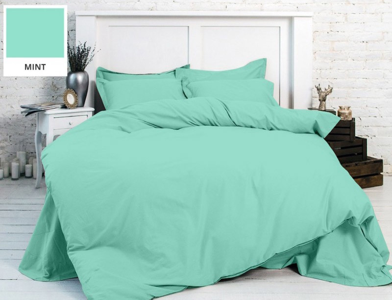 мятное однотонное постельное белье бязь