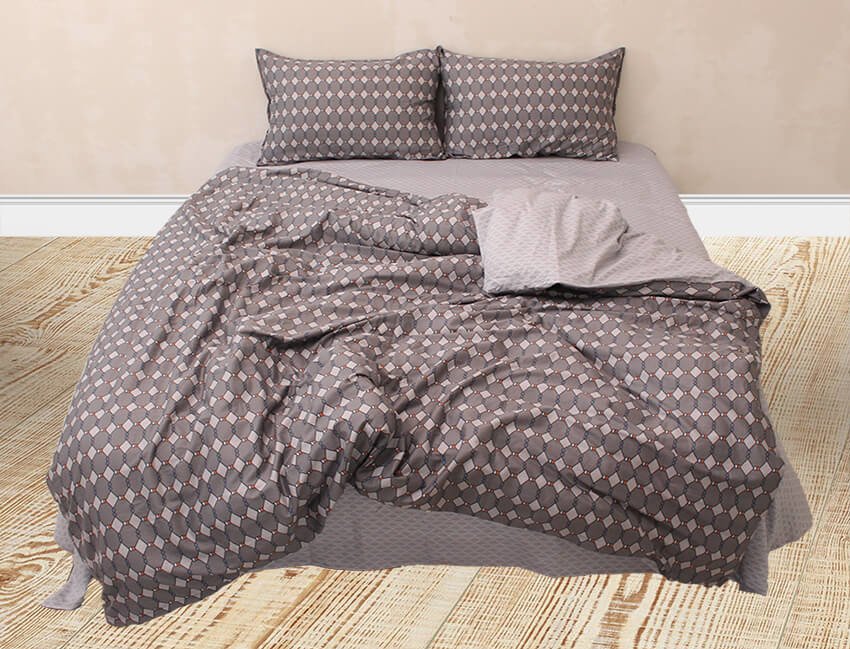 постельное белье сатин серого цвета с геометрическим рисунком s 485 фото 1