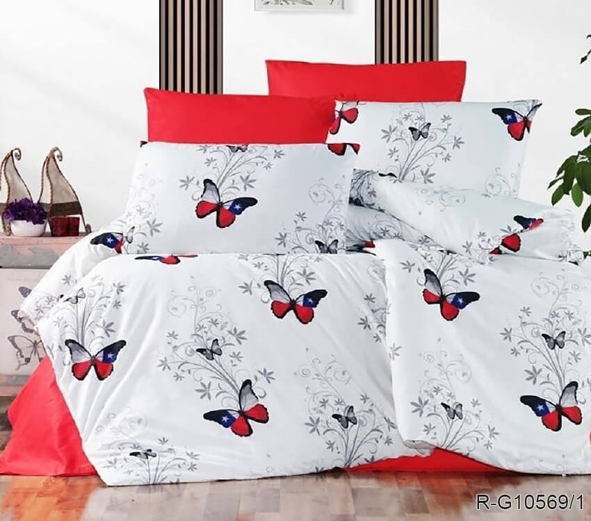 турецкое постельное белье ранфорс с красными бабочками