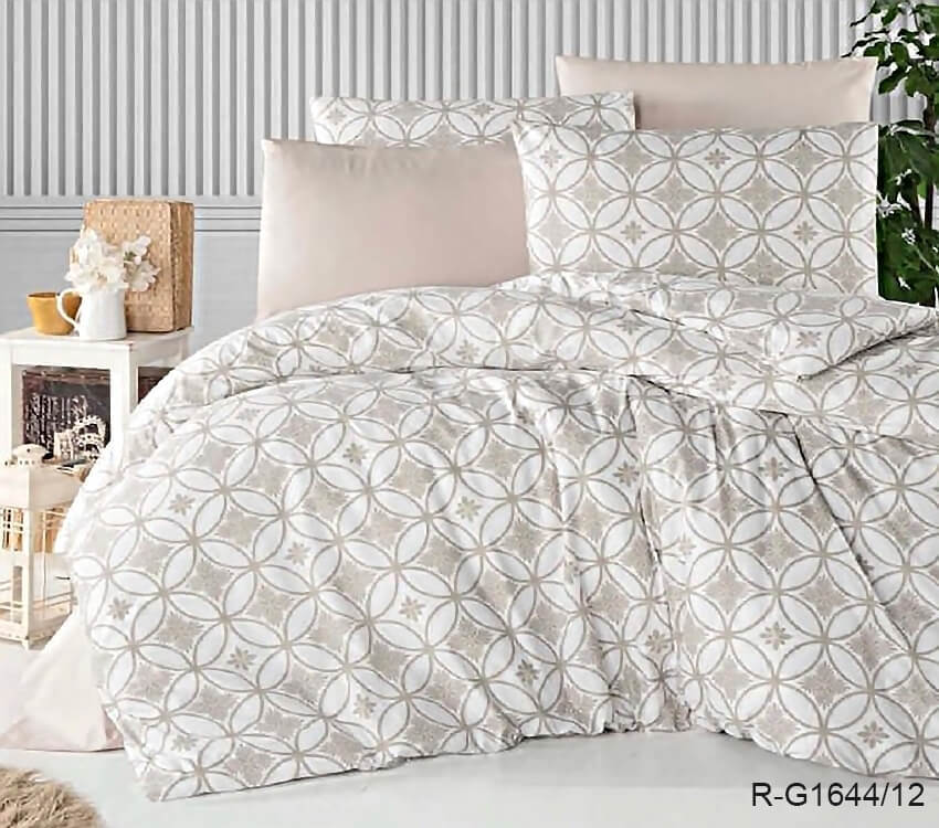 турецкое постельное белье ранфорс бежевого цвета рисунок мозаика G1644/12