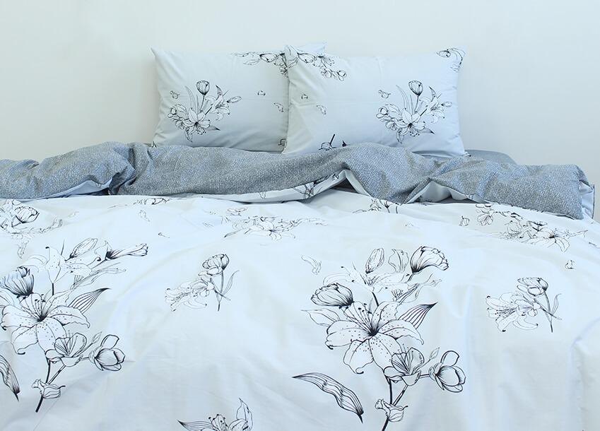 постельное белье ранфорс белого цвета с цветами фото 1