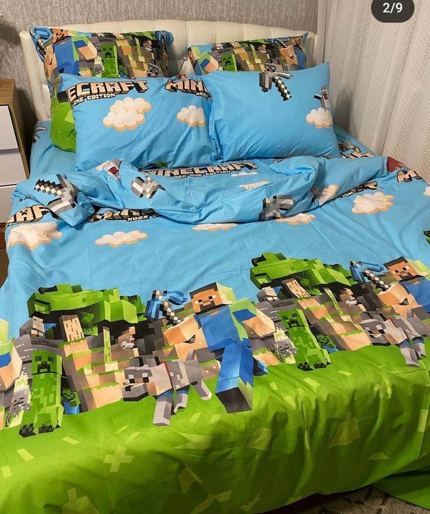 постельное белье майнкрафт зеленого цвета фото
