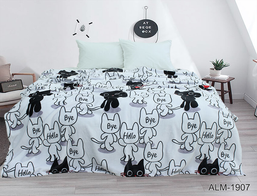 плед на кровать с котиками привет-пока