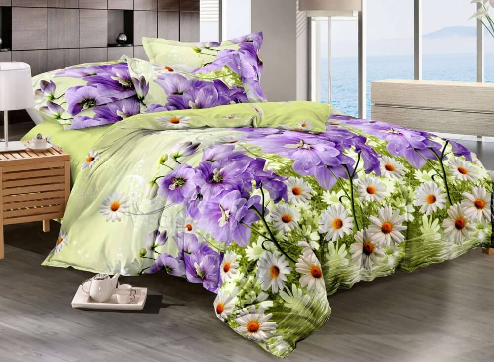 постельное белье сатин с петушками и ромашками фото 1