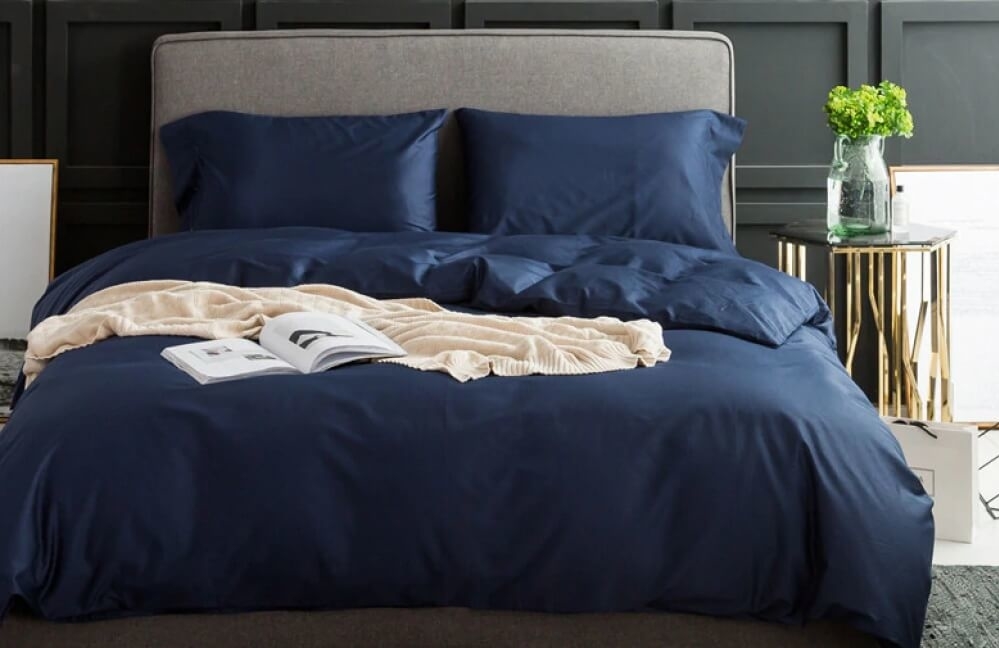 элитное однотонное постельное белье синего цвета CLASSIC BLUE, №4052 фото 1