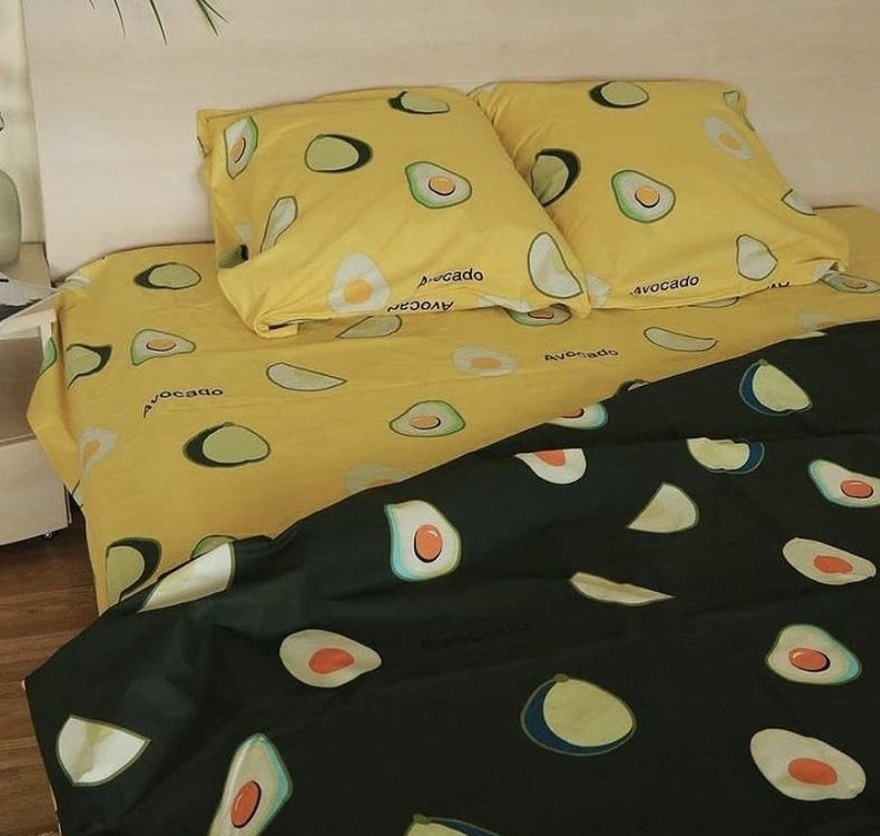 постельное белье авокадо зелено-желтое