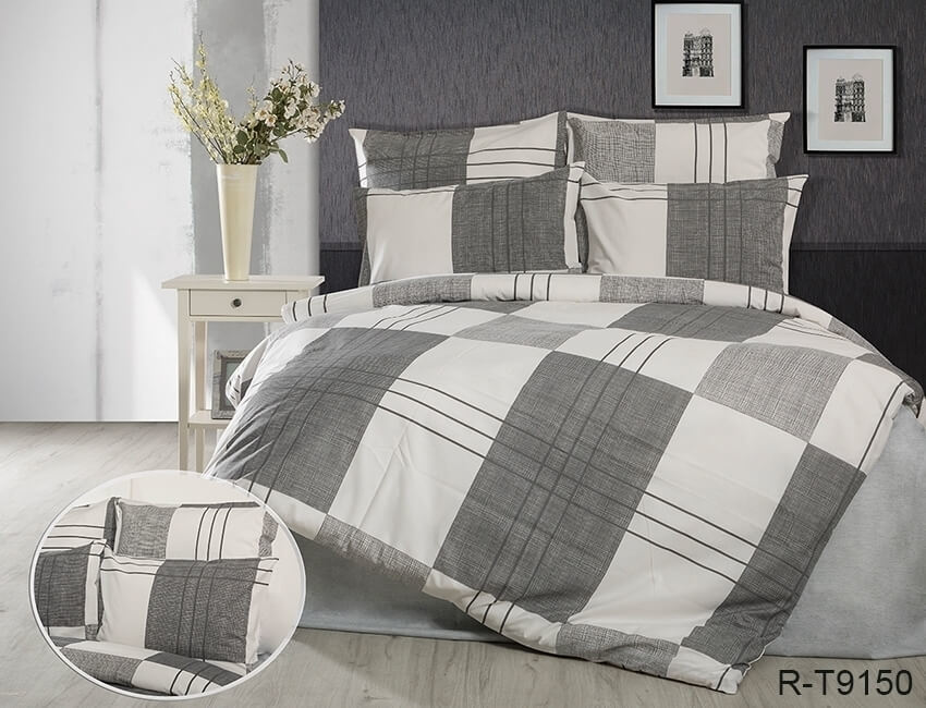 турецкое постельное белье серого цвета геометрический рисунок R-T9150