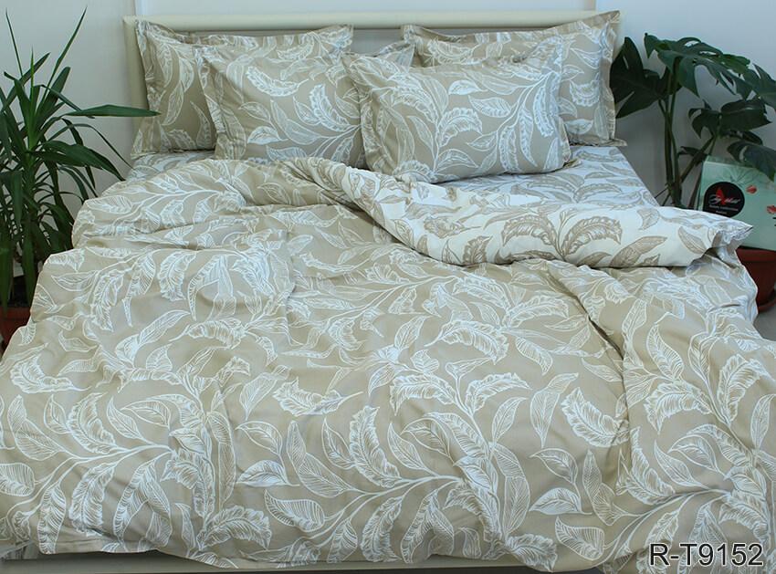 турецкое постельное белье бежевого цвета с листиками фото 1