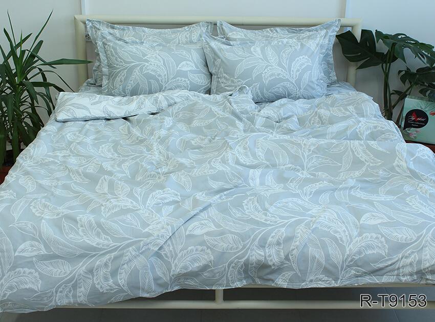 турецкое постельное белье ранфорс серого цвета с листиками фото 1