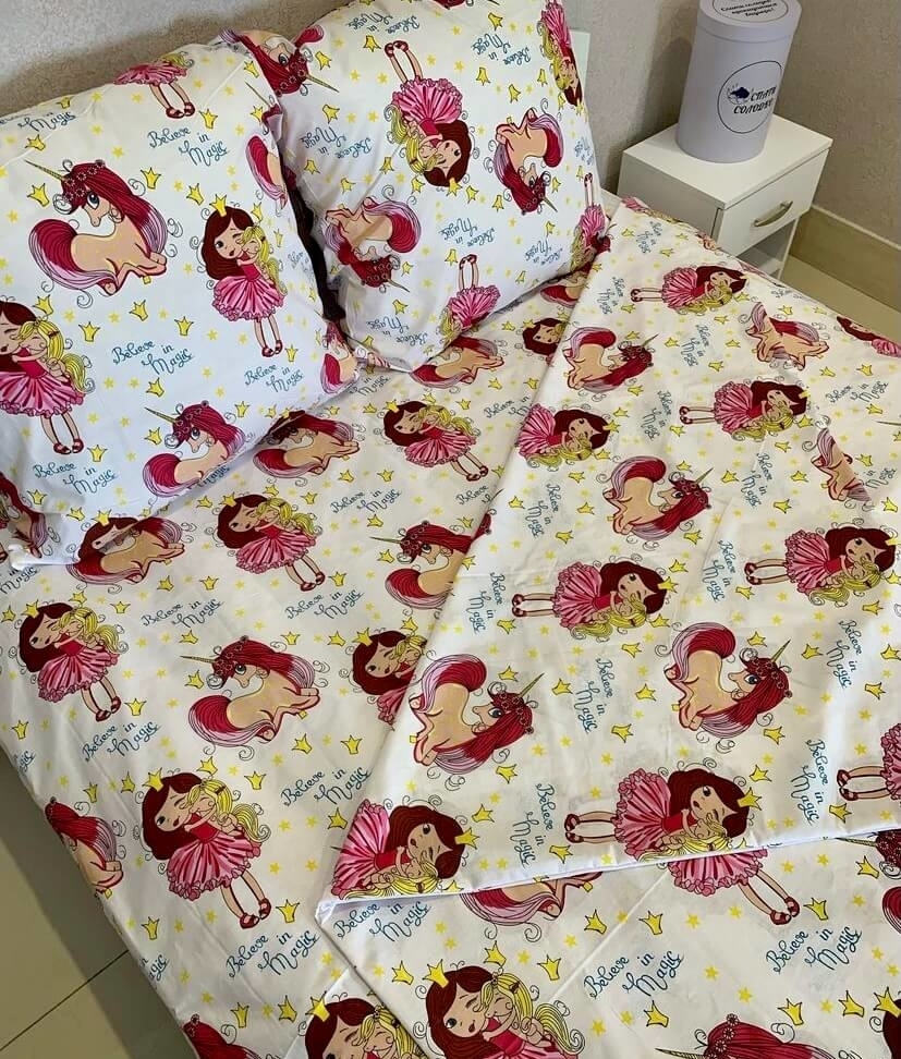 детское постельное белье с принцессой и единорожкой фото 1