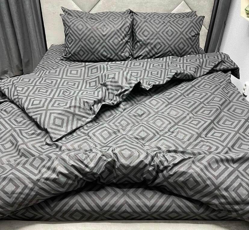 Постельное белье ромбы на сером