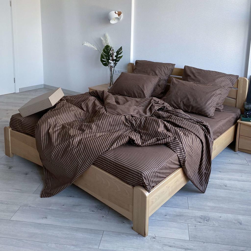 коричневое постельное белье в полоску фото 1