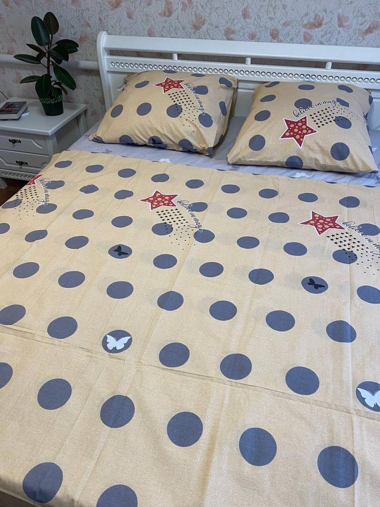постельное белье бязь горошек на бежевом
