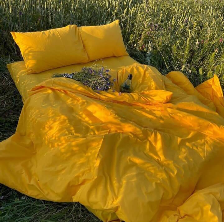 постельное белье однотонное желтое бязь