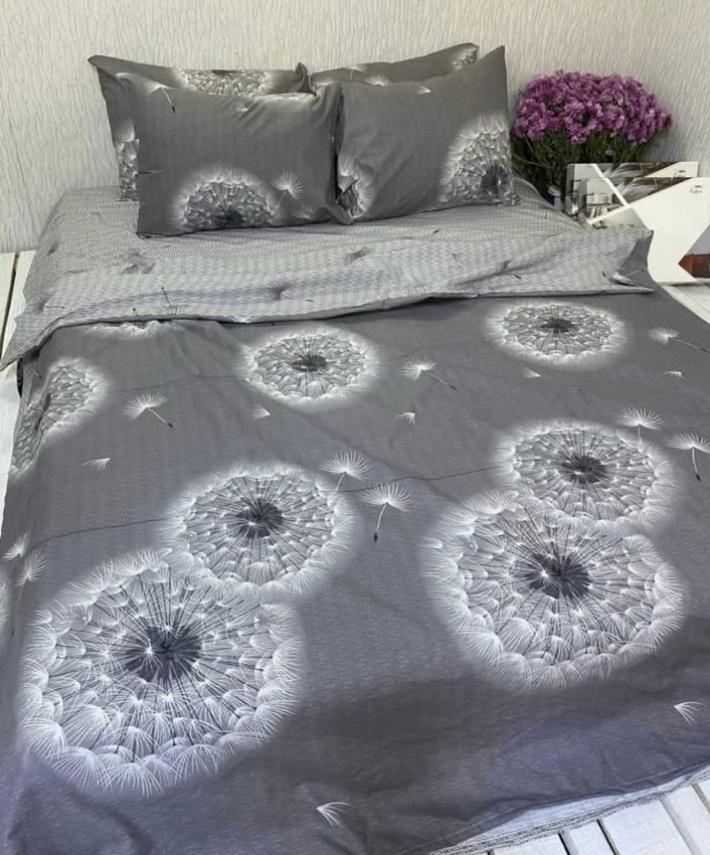 постельное белье бязь одуванчики на сером фото 1