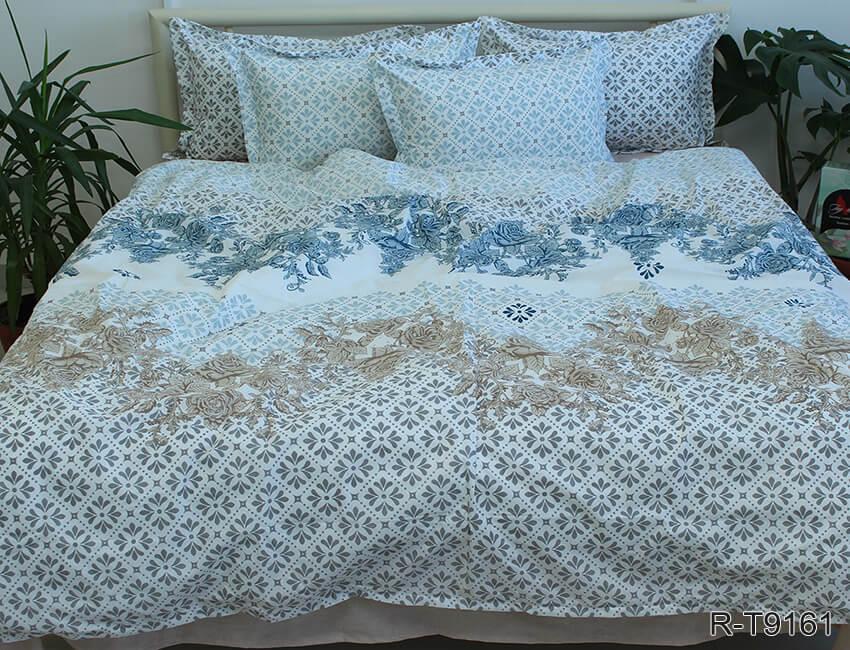 Турецкое постельное белье бежевого цвета с цветами фото 1