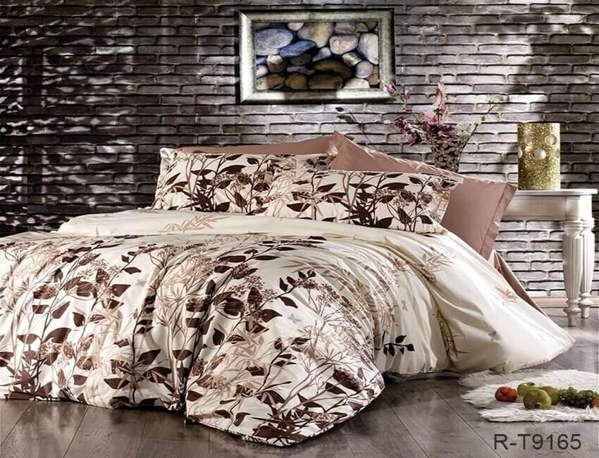 турецкое постельное белье ранфорс с коричневыми листиками