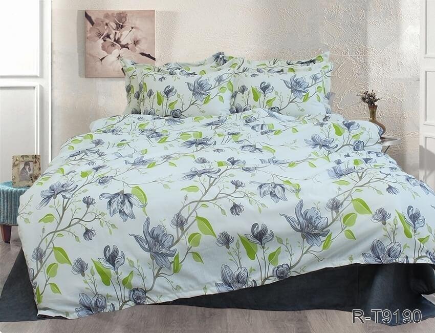 турецкое постельное белье с цветами и листиками фото 1