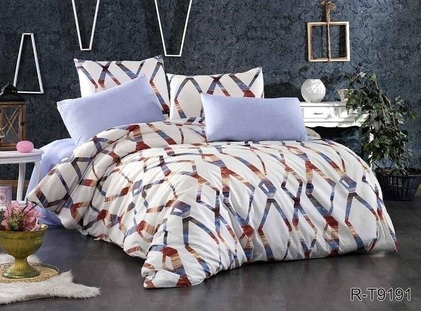 сиреневое постельное белье с геометрическим рисунком