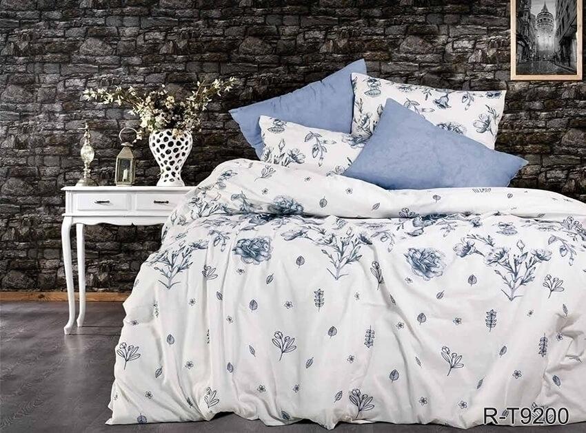 турецкое постельное белье ранфорс с голубыми цветами