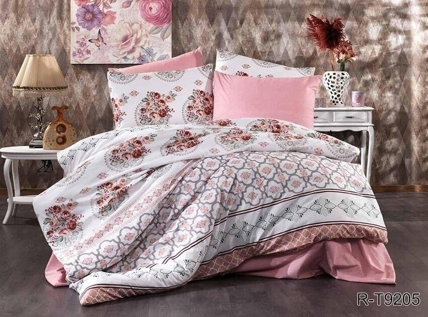 розовое турецкое постельное белье с цветами и витражами