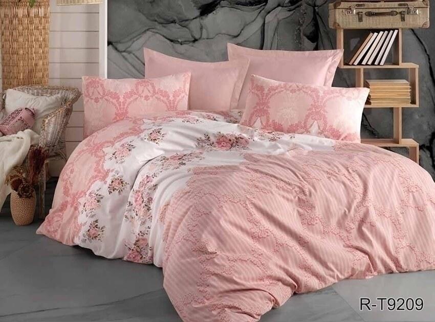 розовое турецкое постельное белье с цветами