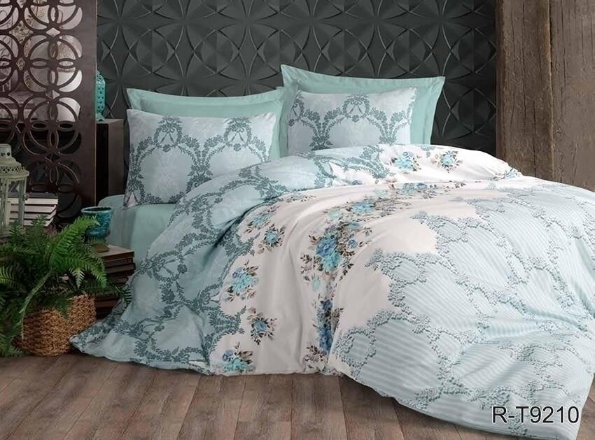 светло-бирюзовое турецкое постельное белье ранфорс рисунок абстракция