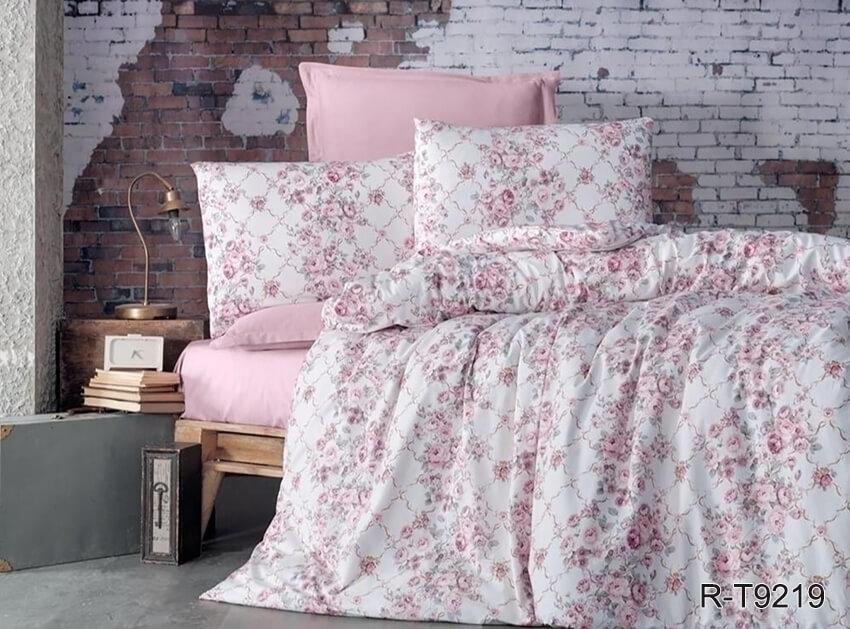 розовое турецкое постельное белье ранфорс с цветами