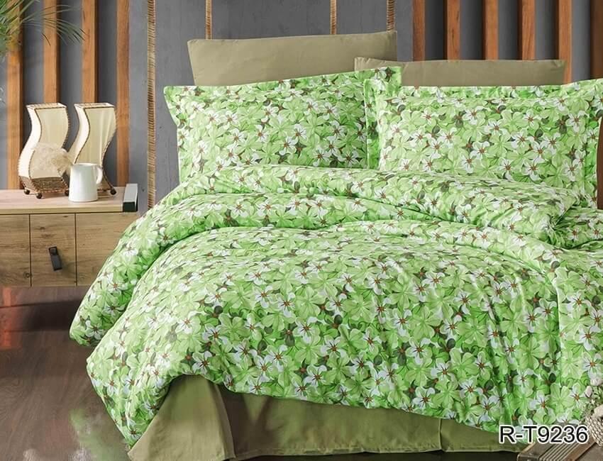 салатовое турецкое постельное белье с цветами