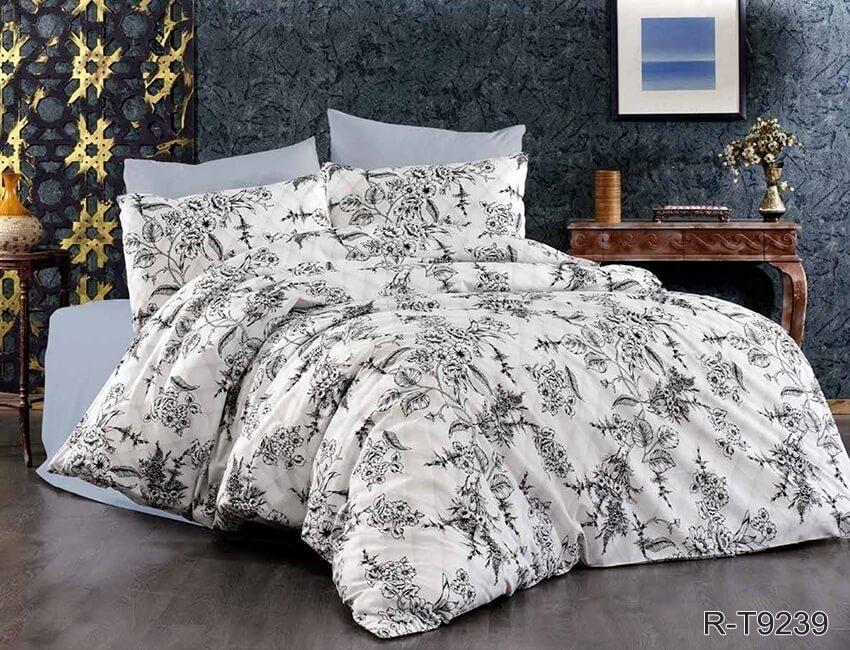 черно-белое турецкое постельное белье с цветами