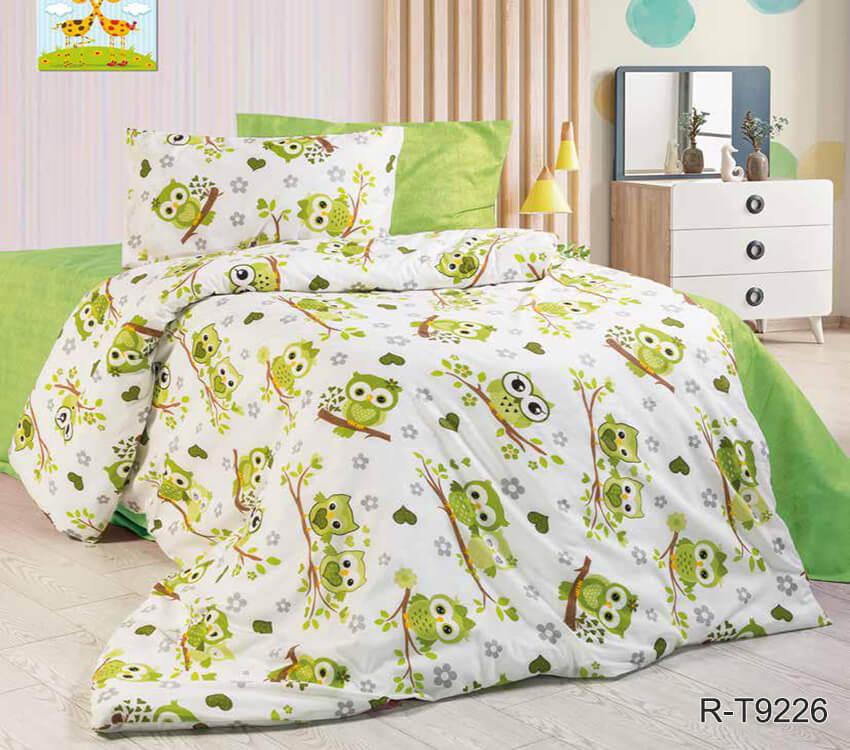 детское постельное белье с зелеными совами