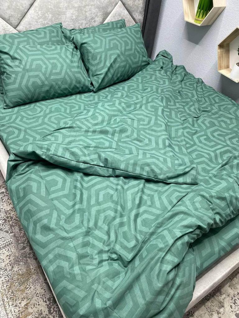 Изумрудное постельное белье с рисунком соты
