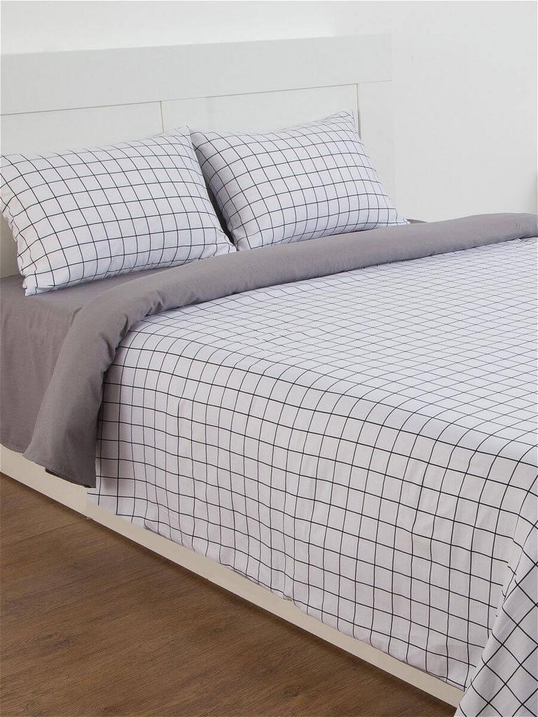 Белое постельное белье в клетку