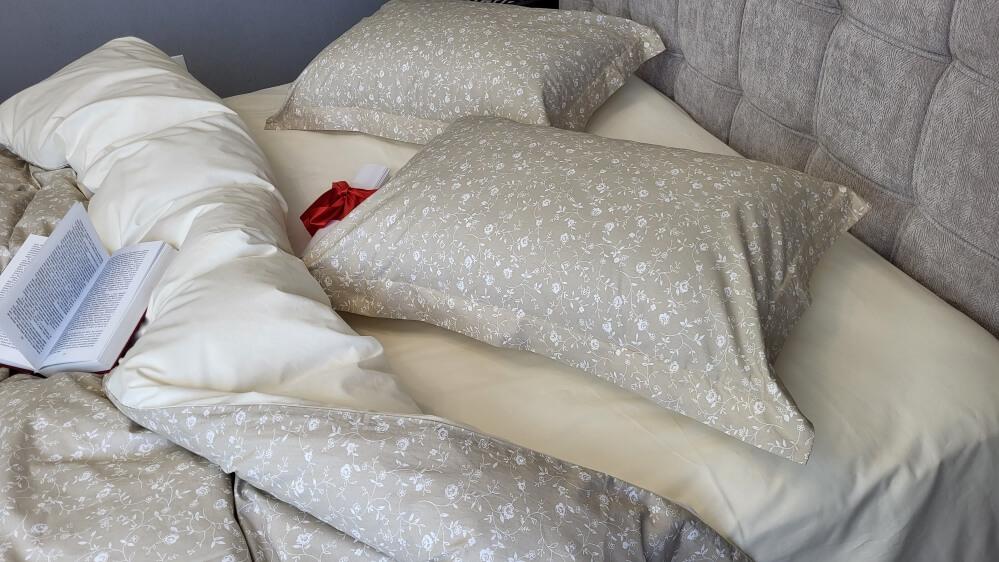 турецкое постельное белье бежевого цвета в мелкий цветочек прованс беж фото 1