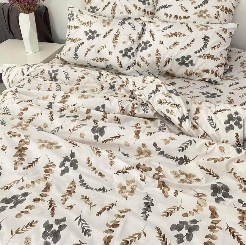 турецкое постельное белье бежевые и серые веточки фото 3