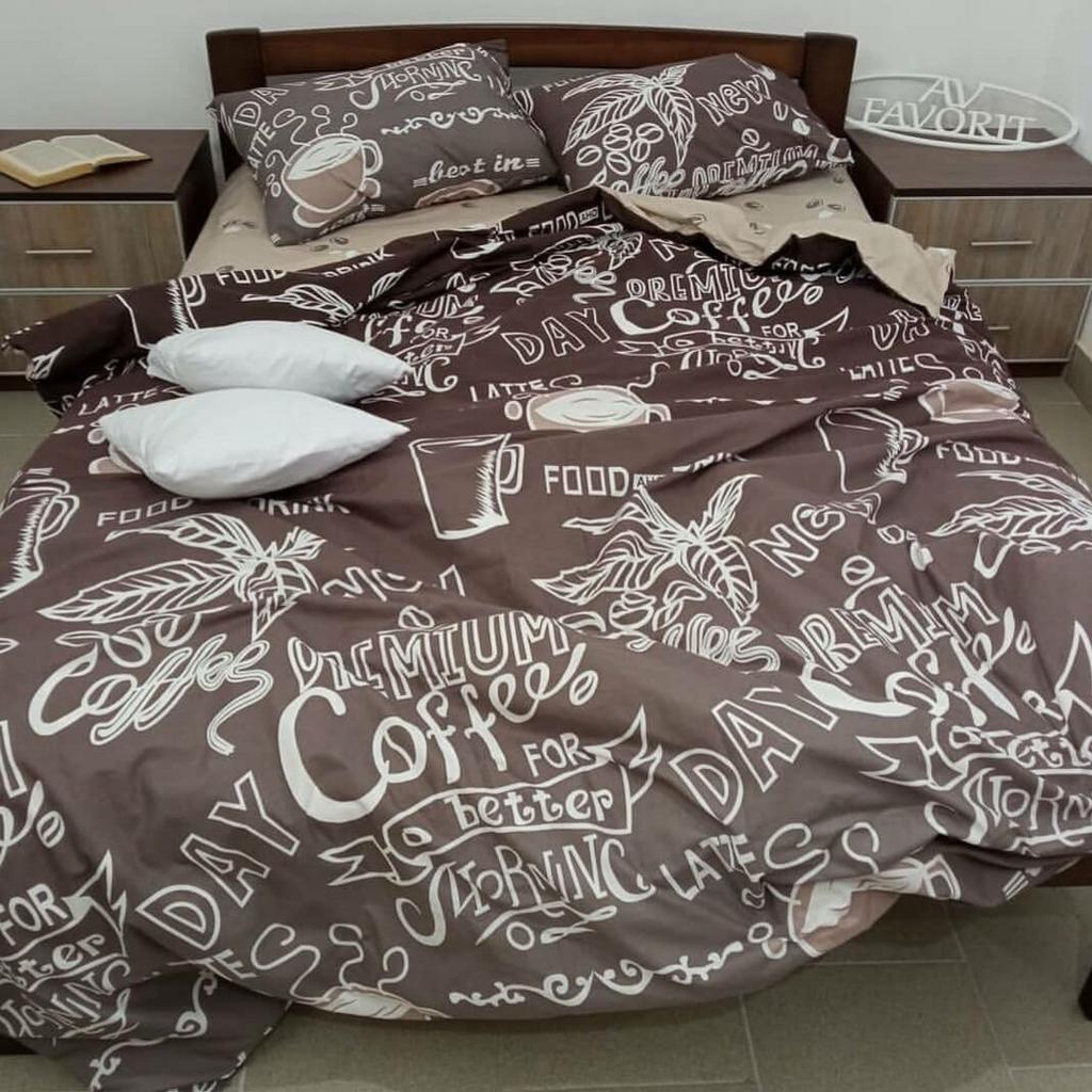 постельное белье с чашкой кофе, зернами и надписью кофе coffee фото 1
