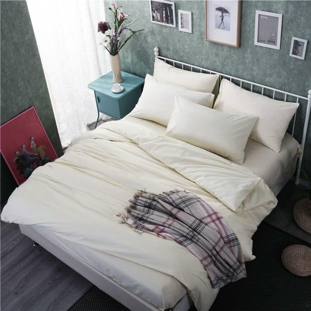 однотонное постельное белье сатин молочного цвета milk фото 1