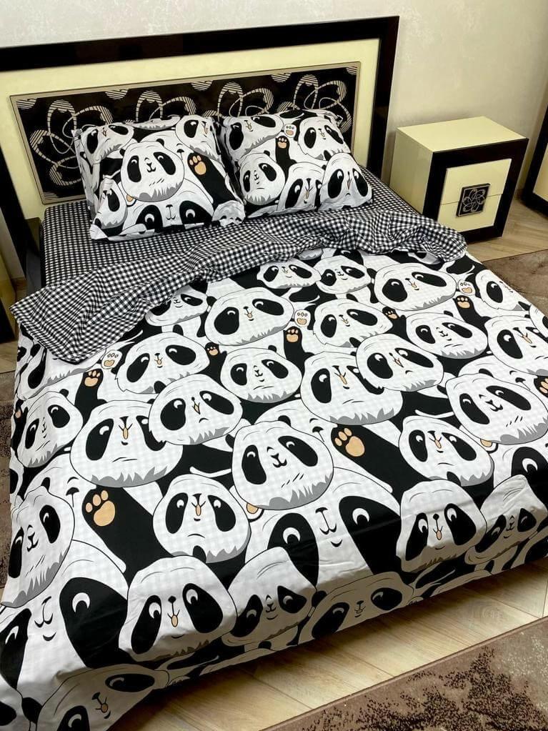 Постельное белье бязь черно-белого цвета с пандами