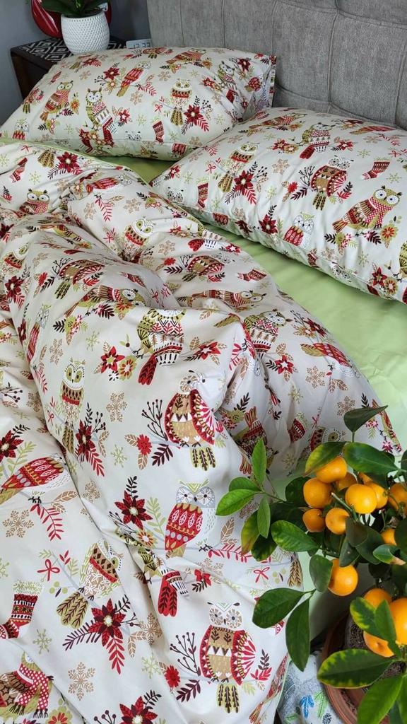 Новогоднее постельное белье с совами фото 1