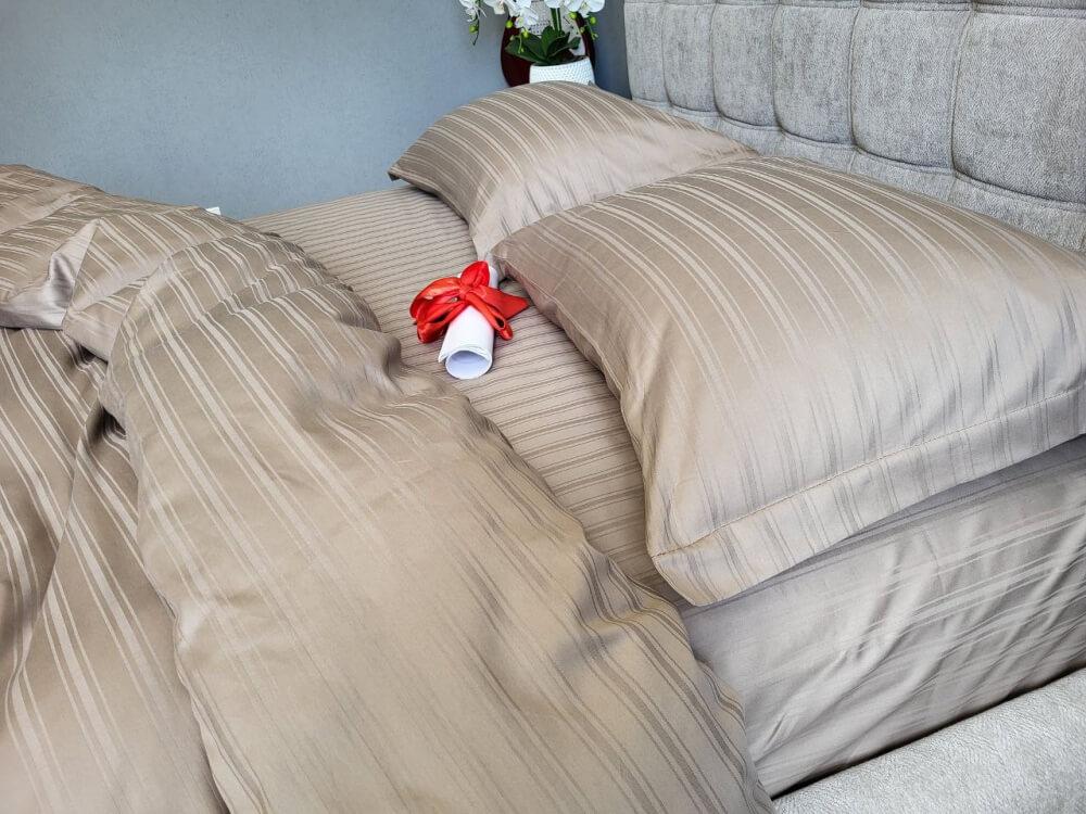 турецкое постельное белье страйп сатин какао фото 1