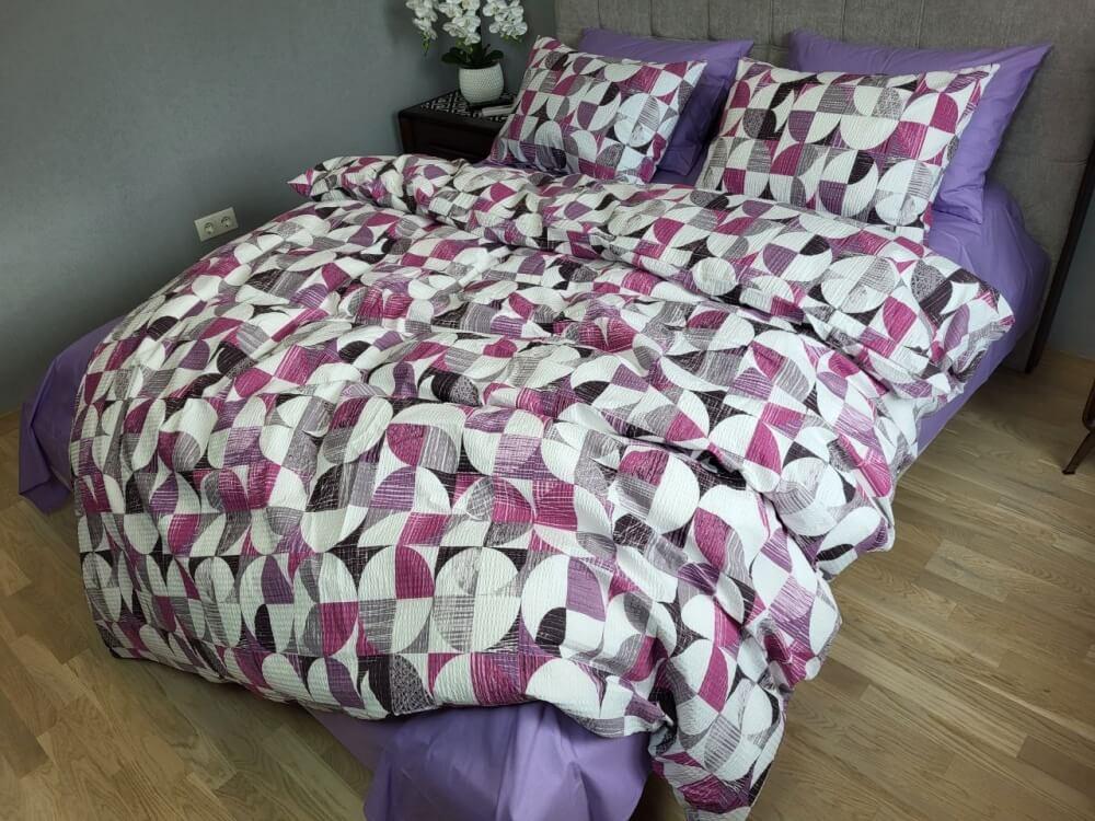 постельное белье гофре цвета фуксия с геометрическим рисунком фото 1