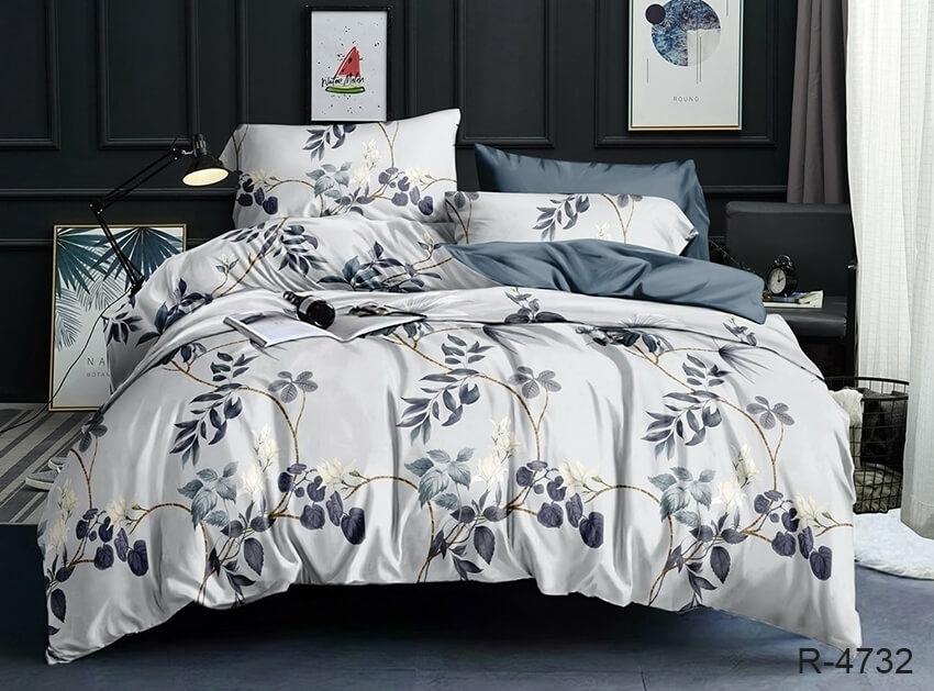 постельное белье ранфорс с листиками R-4732