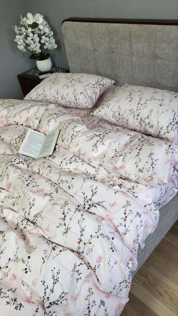 постельное белье ранфорс гофре нежно розового цвета фото 1