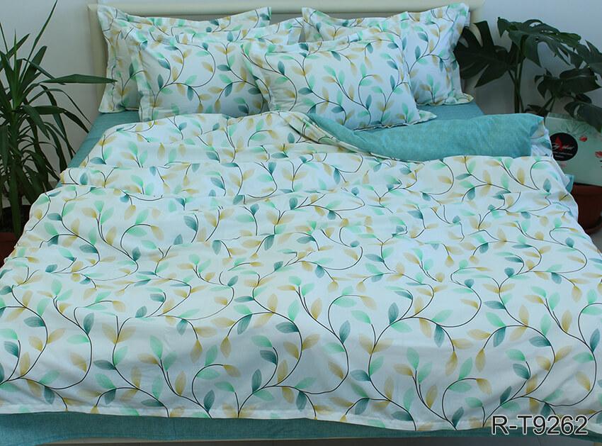 турецкое постельное белье бирюзового цвета с листиками фото 1
