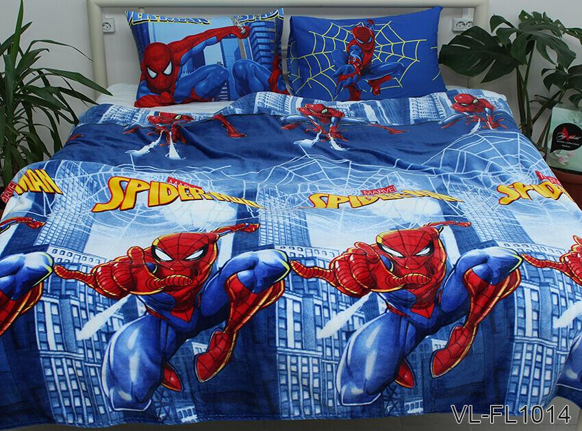 синий плед на кровать человек паук в городе фото 1