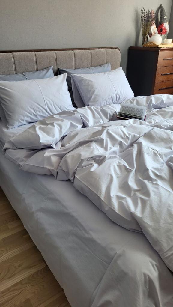 однотонное светлое серое постельное белье коттон турецкая ткань фото 1