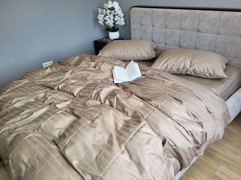 турецкое постельное белье мульти страйп сатин мокко фото 1