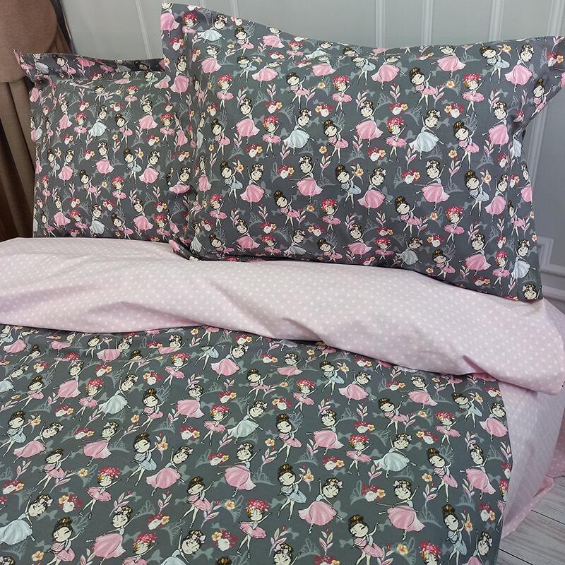 турецкое постельное белье ранфорс с розовыми балеринами фото 1