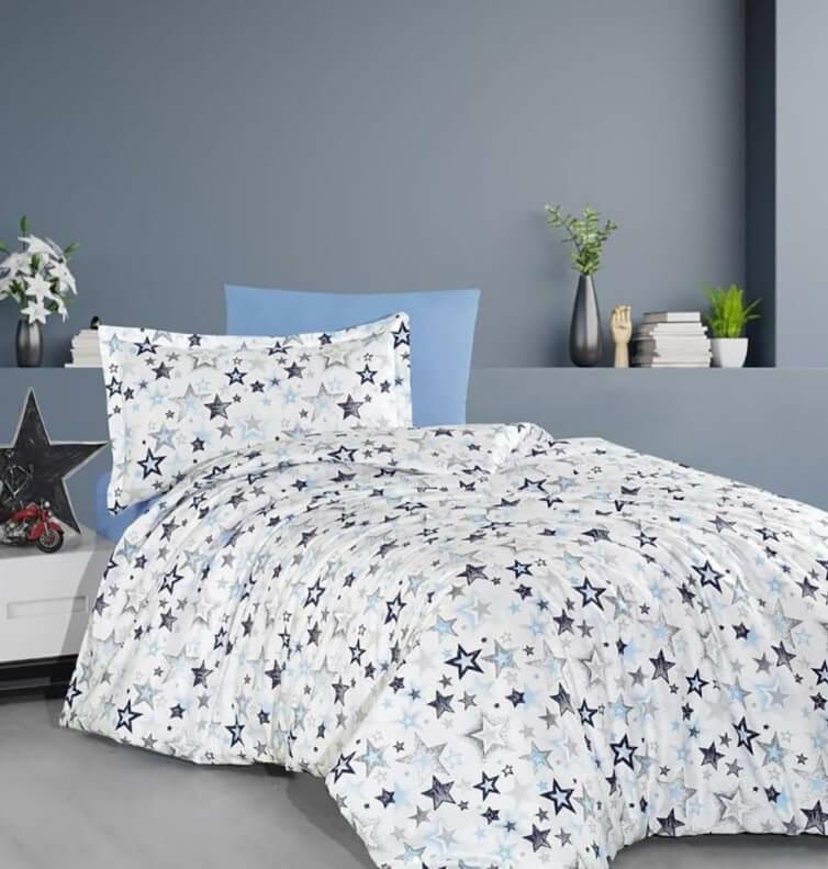турецкое постельное белье с голубыми звездами фото 1